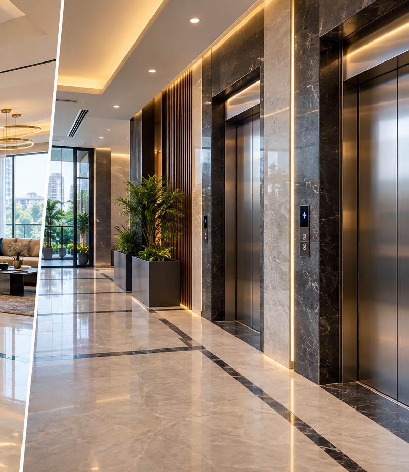 Modern elevator lobby